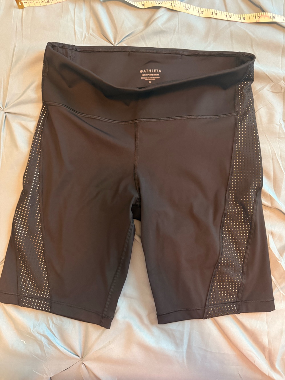 Athleta Black Women's Performance Bike Shorts with Perforated Side Panels